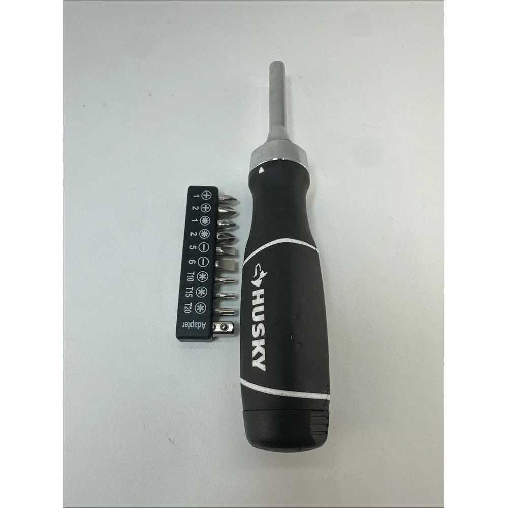 Husky Ratcheting Multi-Bit Screwdriver 10-Piece Set Magnetic Driver
